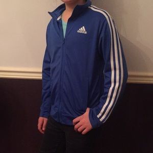 adidas Thin Navy Striped Zip-up Warm-Up Jacket